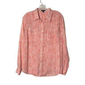 Lauren Jeans Co Ralph Lauren Coral Pink Floral Button Up Shirt Cotton Women’s 1X